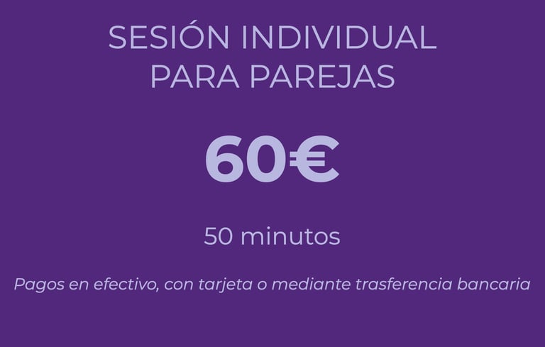 Sesión para parejas 60€, 50 minutos