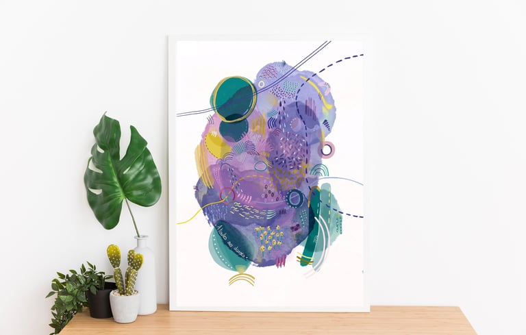 illustration numérique abstraite violette et verte