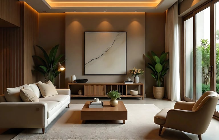 Living Room Interior Design with Plants