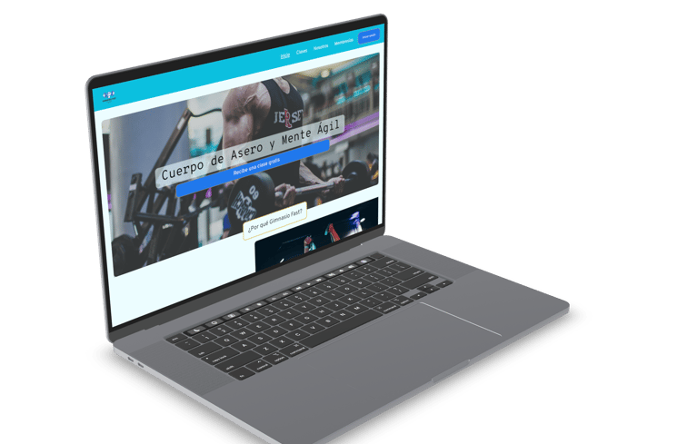 Vista de página inicio landing page web Gimnasio