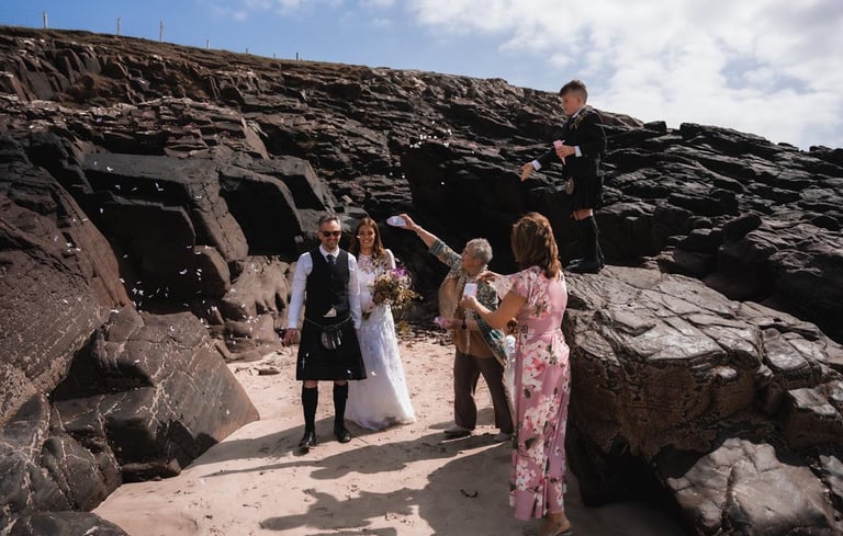 a family beach wedding