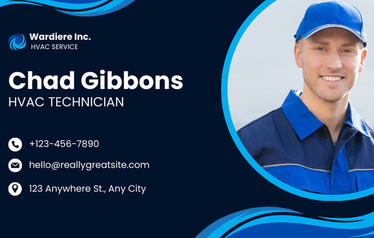 a business card with a man in a blue shirt