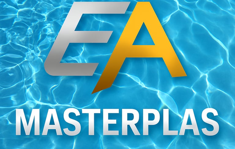 Logo oficial de EA Masterplas, empresa de plastificado de piscinas