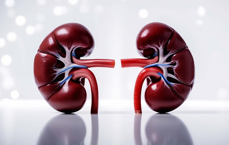 Anatomical human kidney model showing internal structures for renal health and medical education.