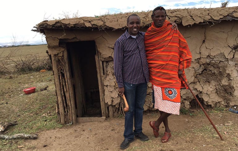 tim and Kasau in the village