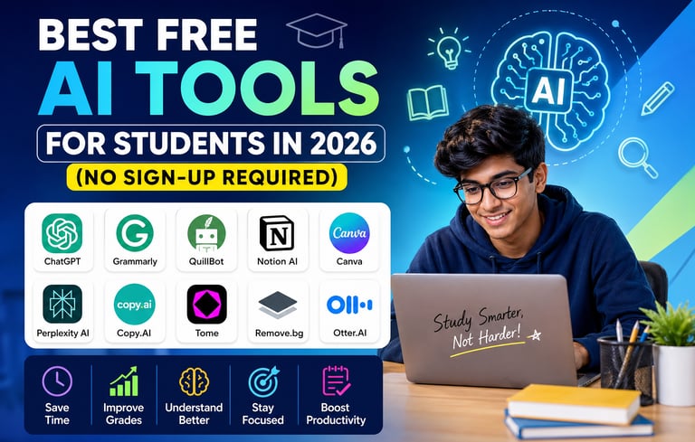 Best free AI tools for students in 2026 without sign up