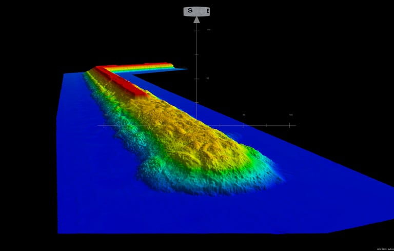 Construcción de un dique de abrigo en el mar