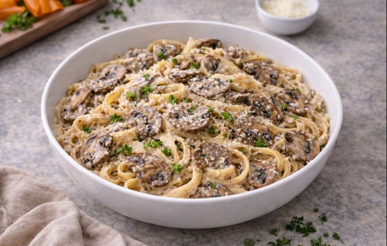 Creamy mushroom pasta bowl