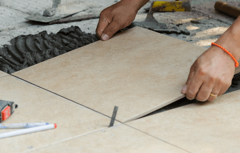 carrelage en cours de pose