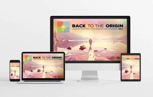 Back to the Origin personal growth course displayed on desktop, laptop, tablet, and smartphone screens.