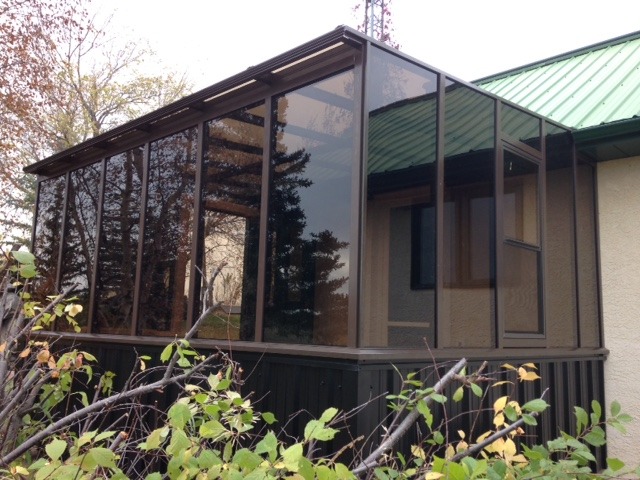 Square Eave Solarium ot Lean-To solarium with pony wall.