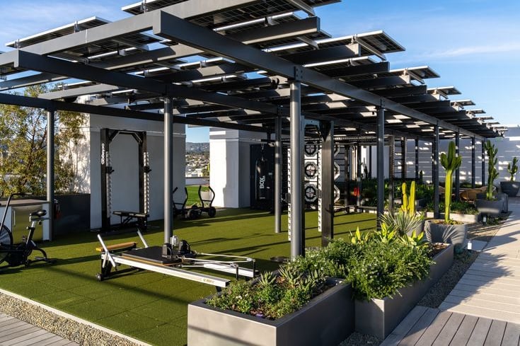 shaded outdoor gym space design