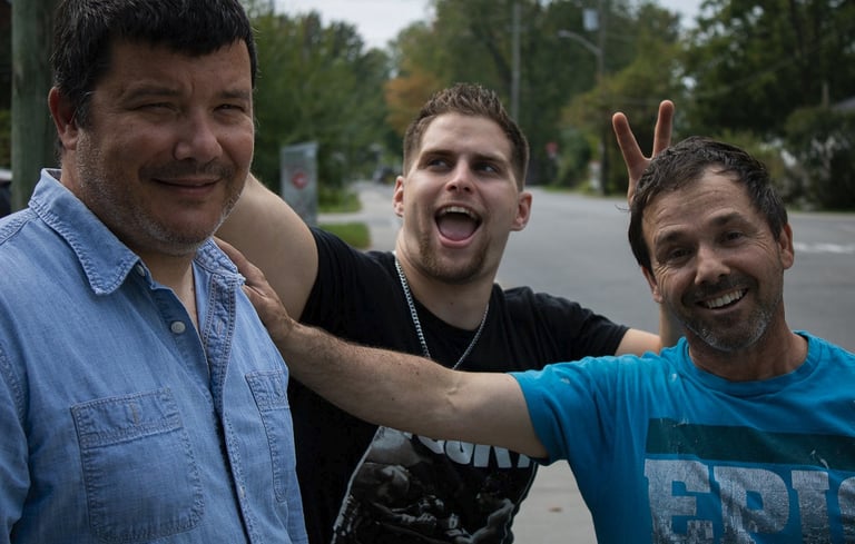 a group of men standing outside jericho road ministries