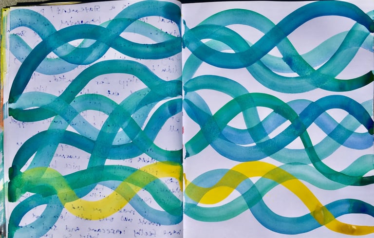 Watercolor art journaling, art therapy example