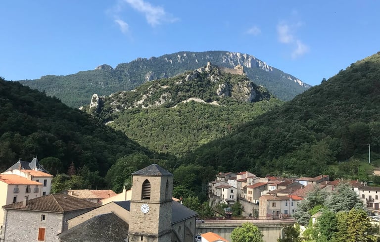 Château de Puilaurens overlooking the valley near Quillan