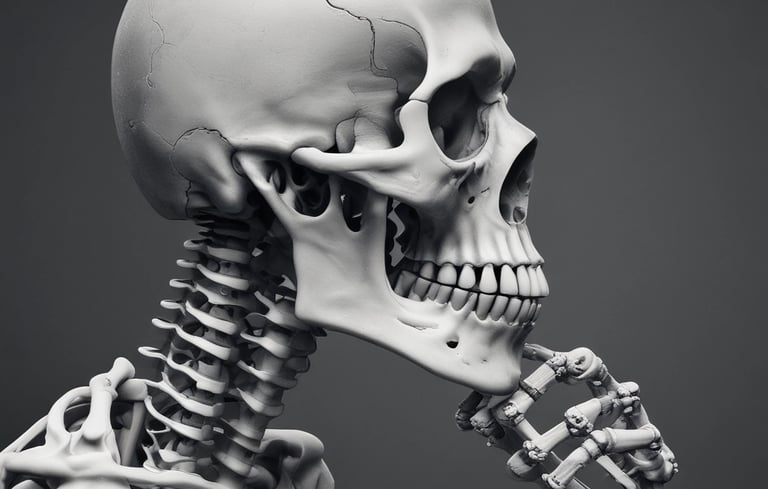 greyscale photography of skeleton