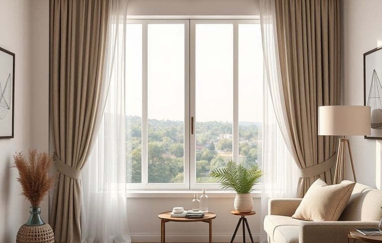 Šviesiai rudos spalvos naktinės užuolaidos