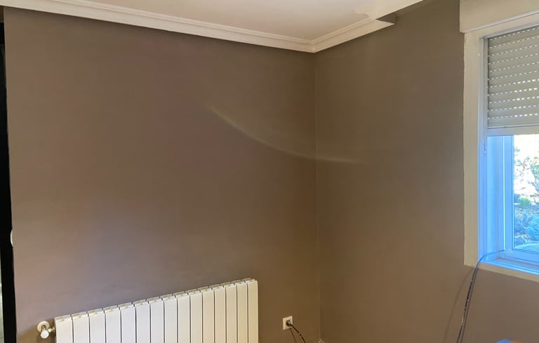 antes y después del salón pintado en Rivas Vacimadrid