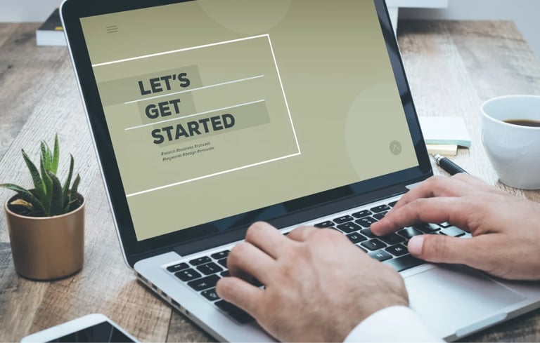 a man on a laptop starting to connect with his bookkeeper