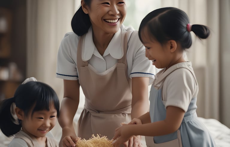 Domestic maid providing child care in Singapore