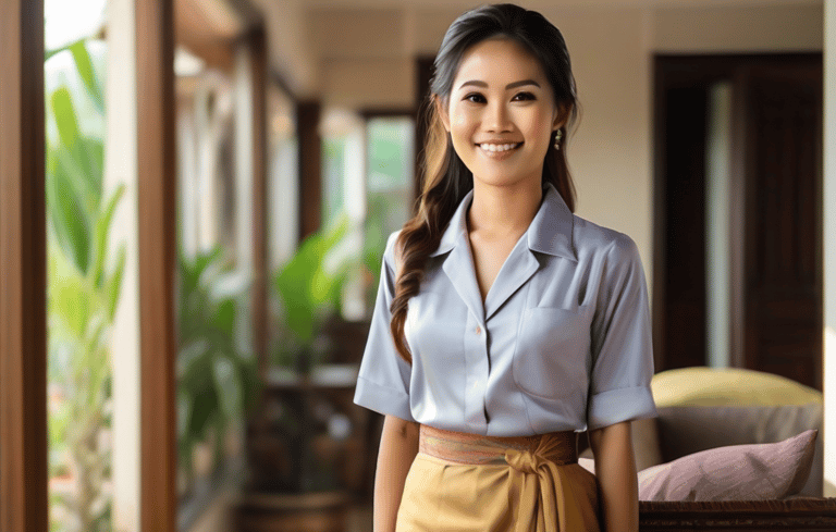 Domestic maid cleaning and doing household chores in modern home in Singapore