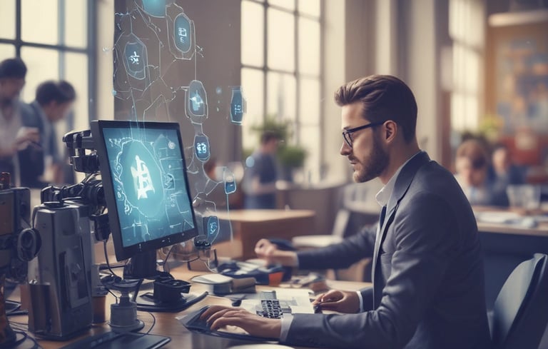 A sleek dashboard displaying AI analytics and customer data trends.