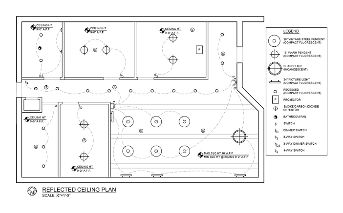 Example of a reflected ceiling plan that is needed for a commercial building permit