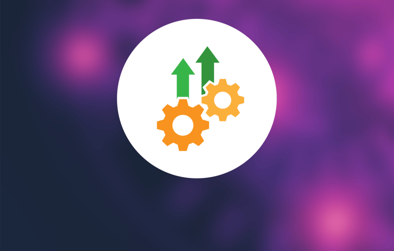 a white circle with two arrows pointing up to the left