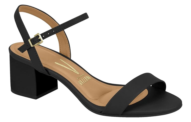 Sandália Feminina Salto Grosso Com Fivela