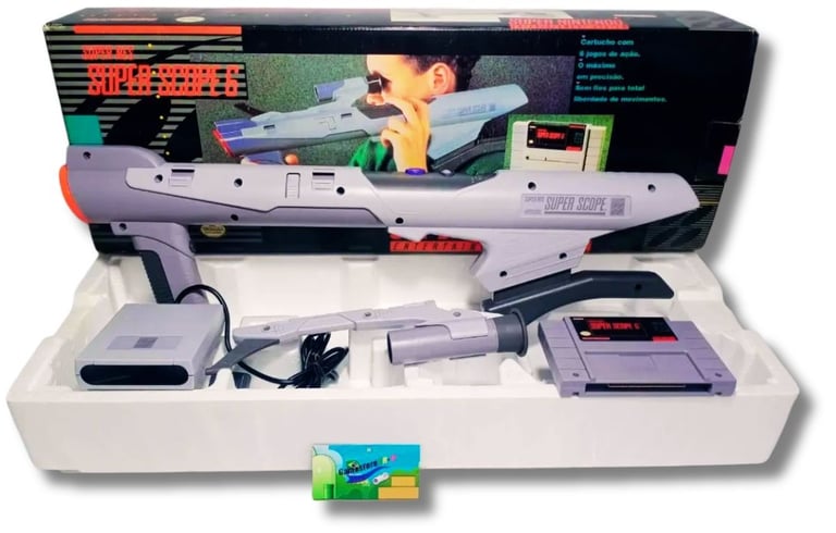  Bazuca Super Scope 6’ que funciona por sensores infravermelhos e vem acompanhada de um cartucho com
