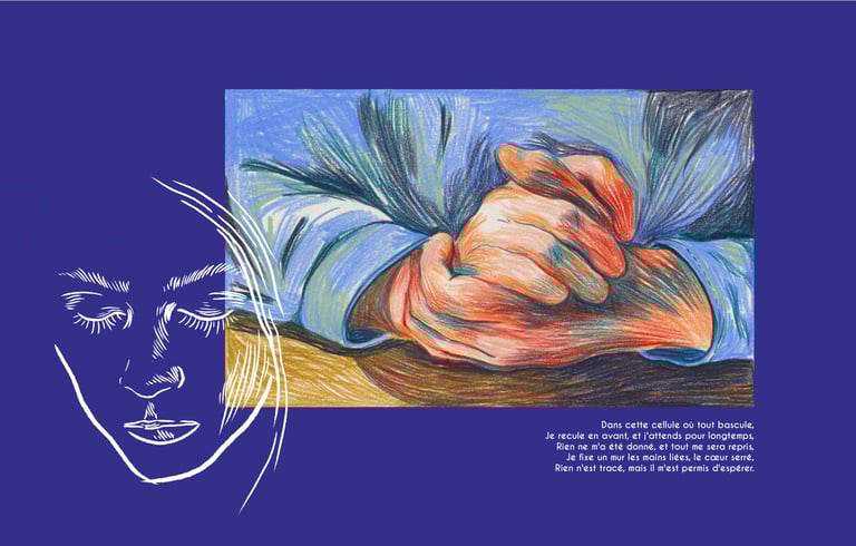 a drawing of a person's hand holding a cell phone
