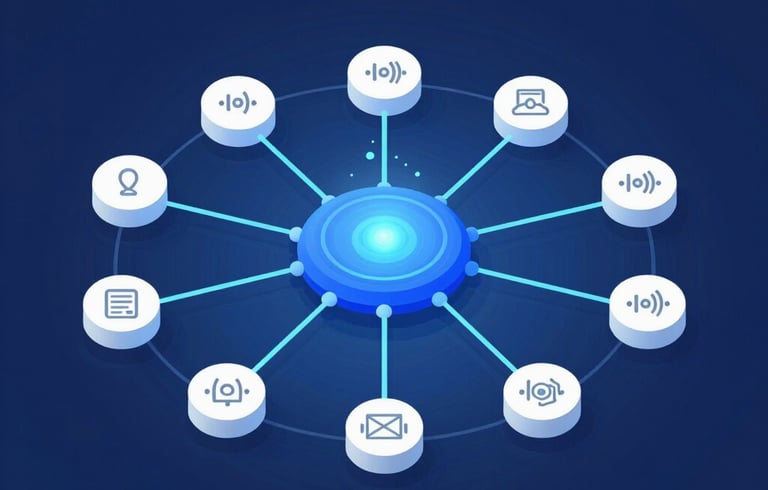 A sleek digital map highlighting global voice traffic routes with glowing connection points