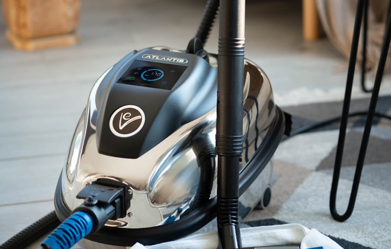 Domowa myjka parowa EV Atlantis do ekologicznego czyszczenia bez chemii. Rozwiązanie dla domów, butików i salonów SPA.