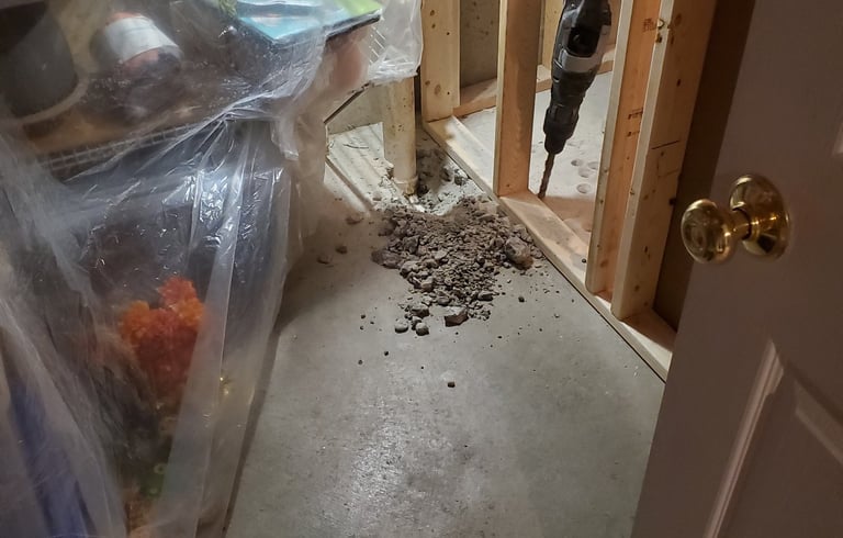 framing work during a bathroom remodeling job