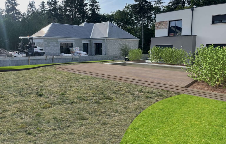 aménagement extérieur, piscine et terrasse