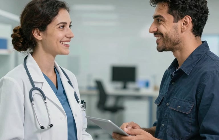 A team meeting with digital safety monitoring tools visible on screens around them.