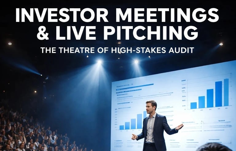 Investor meetings and live pitching presentation strategy.