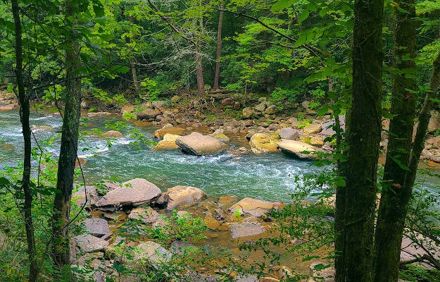 Soddy Daisy, TN - The gorgeous blue-green waters of Soddy Creek on the Big Soddy Creek Gulf trail