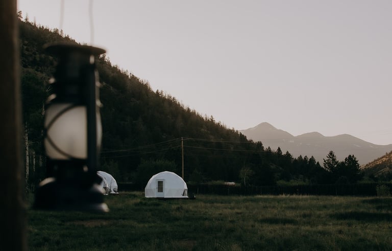 glamping dome in the distance