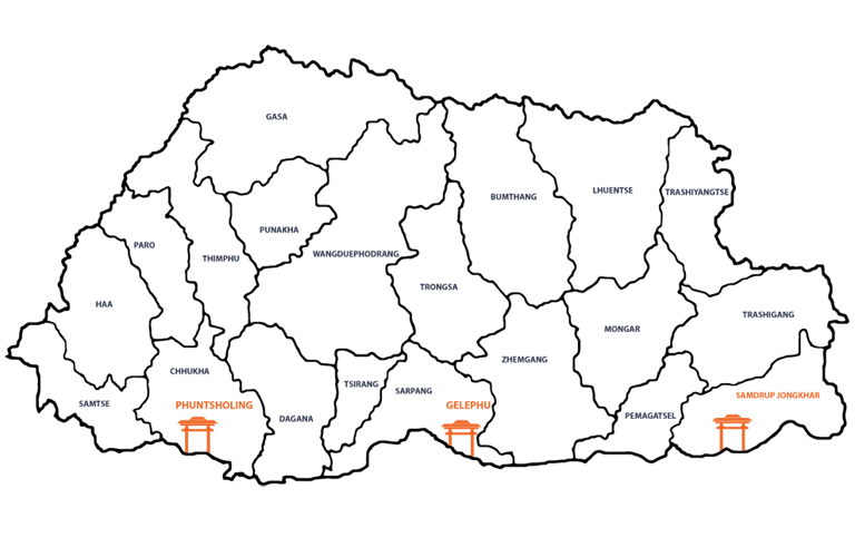 map-of-bhutan-with_points-for-entry-and-exit-by-land-travel