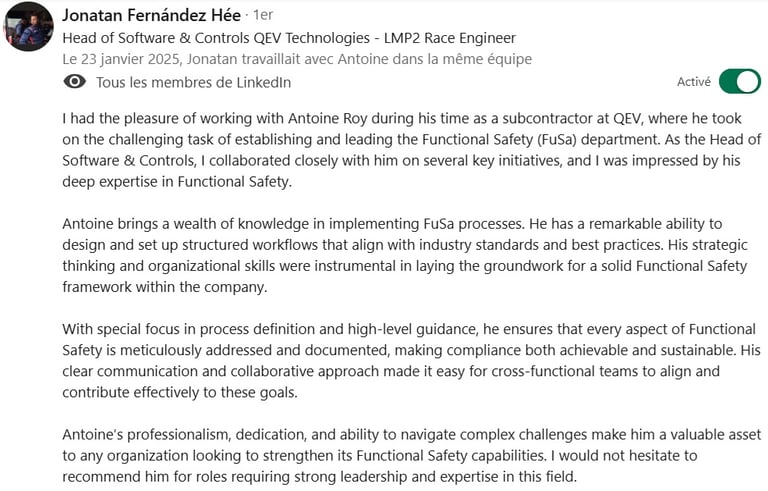 Feedback from my Hiring Manager at QEV Technologies