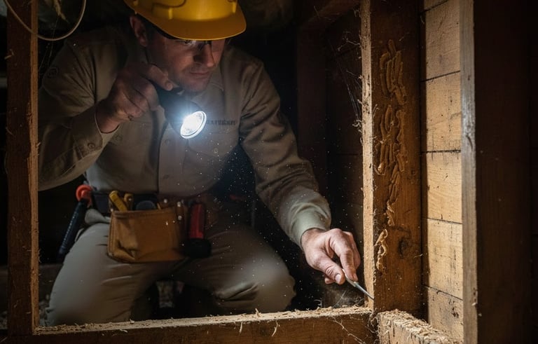 Specialist conducting a thorough termite inspection in Kuala Lumpur to identify termite activities