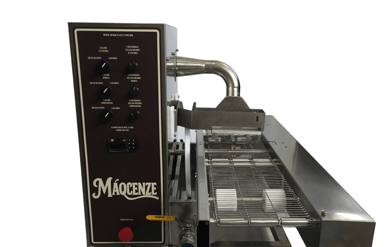 Maocenze industrial conveyor machine for food production on a stainless steel stand.