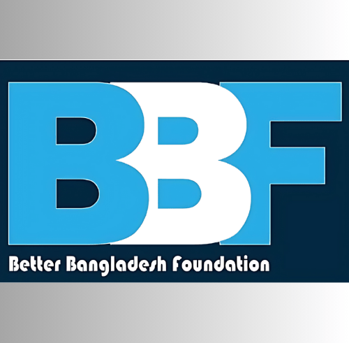 Better Bangladesh Foundation logo with blue and white BBF initials on a dark background.