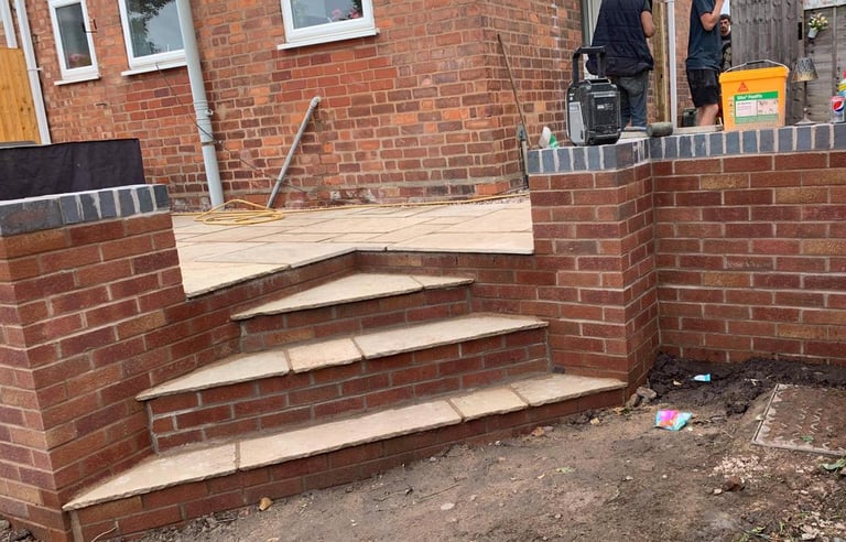 steps and brickwall built  by B R Building and Landscapes