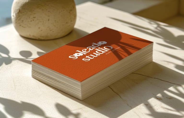 Cartes de visite de Soleado studio, studio de graphisme liégeois