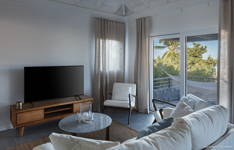 master suite luxury living room tv st barth st jean beach view sea view