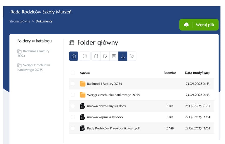 widok archiwum dokumentów
