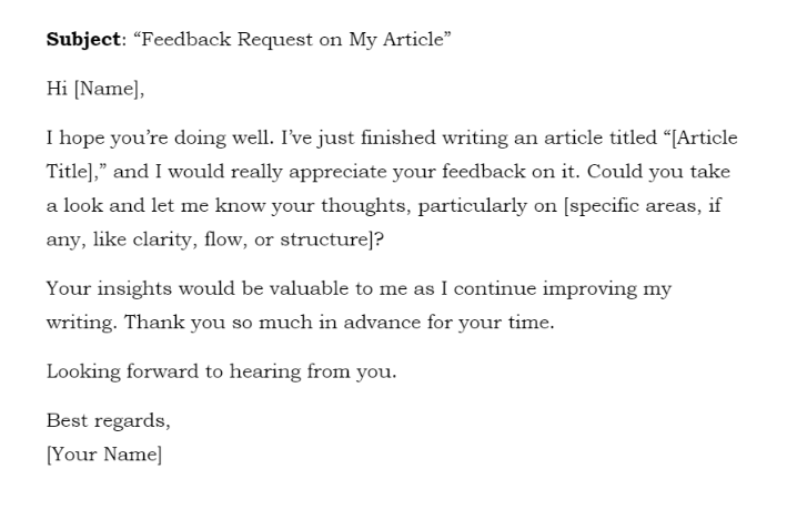 Feedback request sample