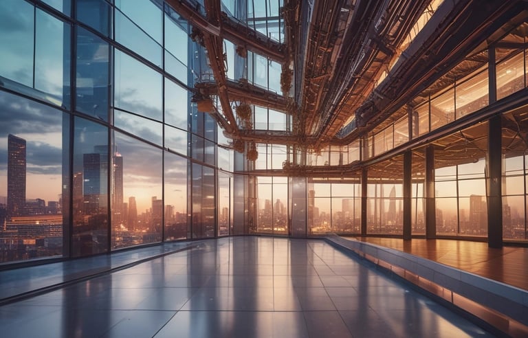 A sunrise breaking over a city skyline, symbolizing hope and new beginnings.